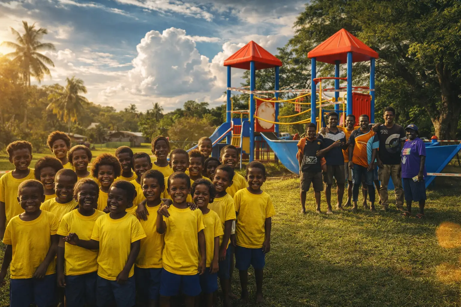 Playground installation work in Bougainville